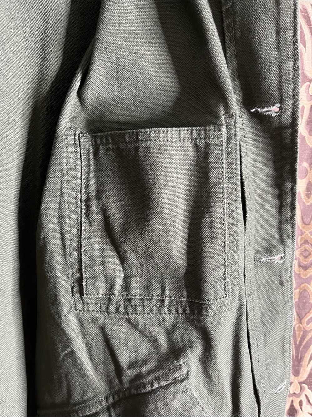 GAP Men’s Olive Green Field Jacket with Dark Brown Corduroy Collar - Picture 7 of 10